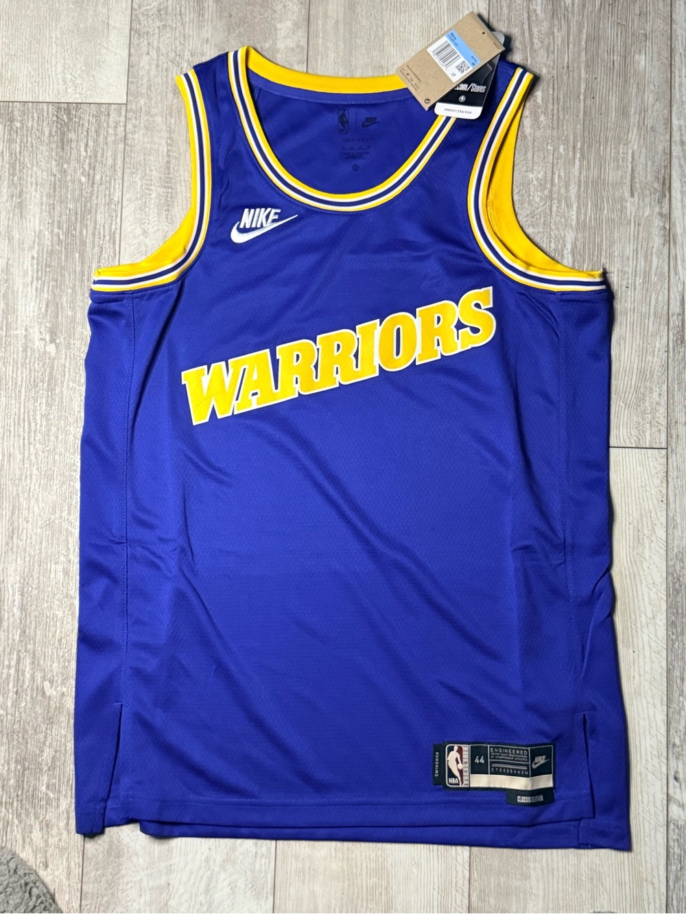 Nike Golden State Warriors Royal Blue and Yellow Basketball Jersey
